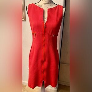 Moda International red-orange dress size 6. Vintage.